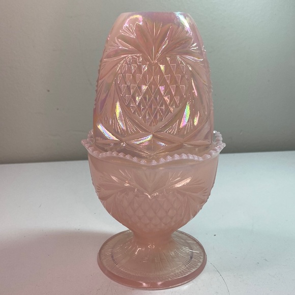 Vintage Accents Vintage Rare Fenton Shell Pink Carnival Glass Heart